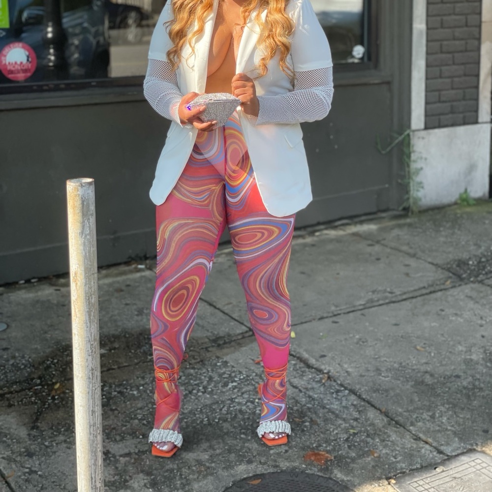 Colorful Mesh leggings.